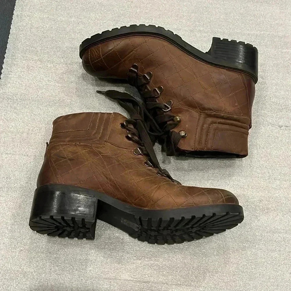 [US10]Steve Madden Donella Women Brown 2” Block Heeled Leather Ankle Boots - Picture 4 of 9